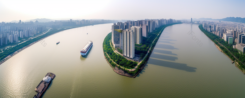 大型货轮穿过城市中的河流摄影实拍,高清,摄影图,摄影图片,图片大全,摄影图免费下载
